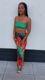 Brown & Green Paradise 2 piece Skirt set